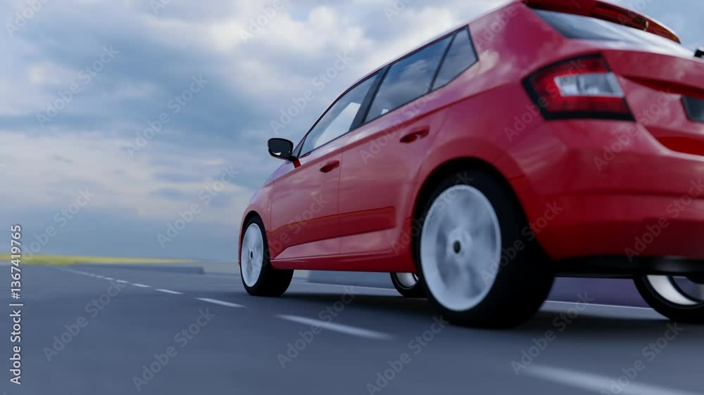 3d visualization of the taillight of a car on the highway 3d visualization of the taillight of a car on the highway