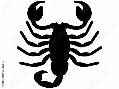 a black and white silhouette of a scorpion. Scorpion Zodiac Sign, Astrology Symbol Vector