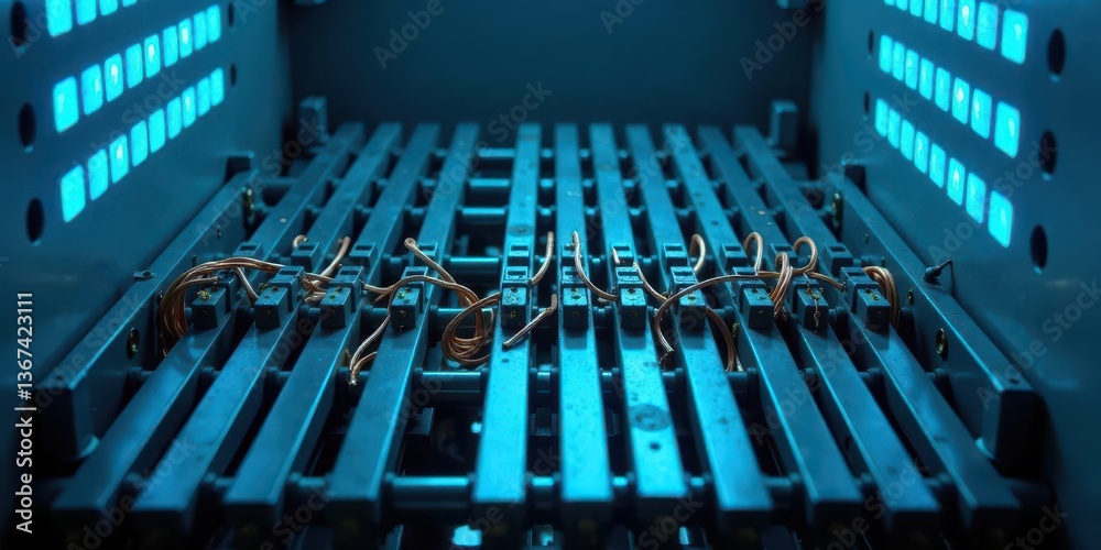 Fototapeta premium Intricate Network of Copper Wiring Within a High-Tech Device's Internal Structure