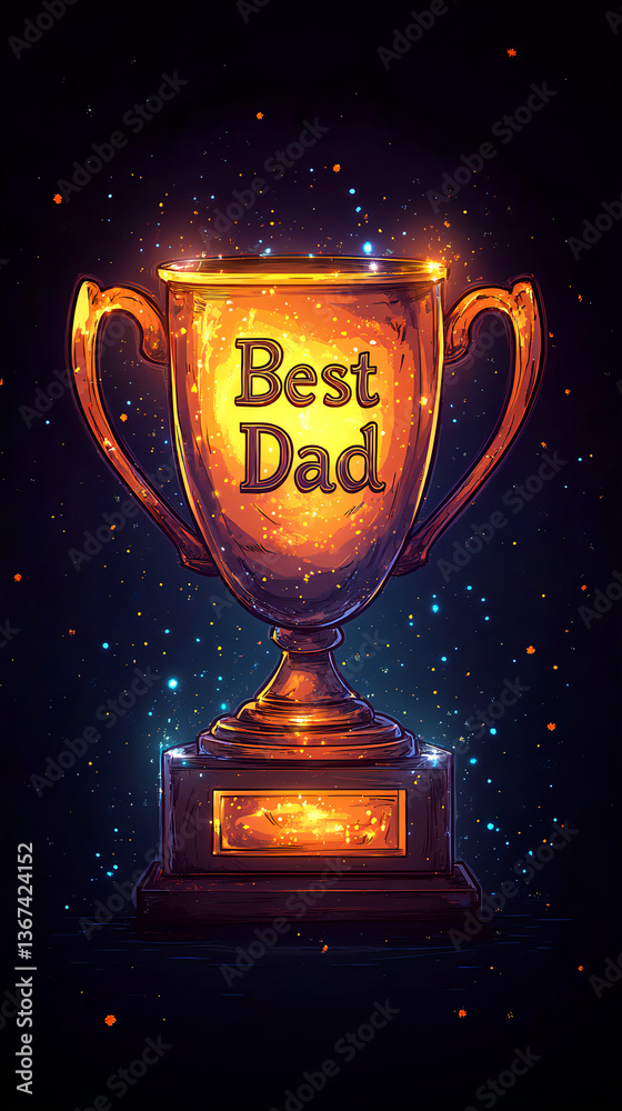 Stylish hand-drawn golden trophy with 