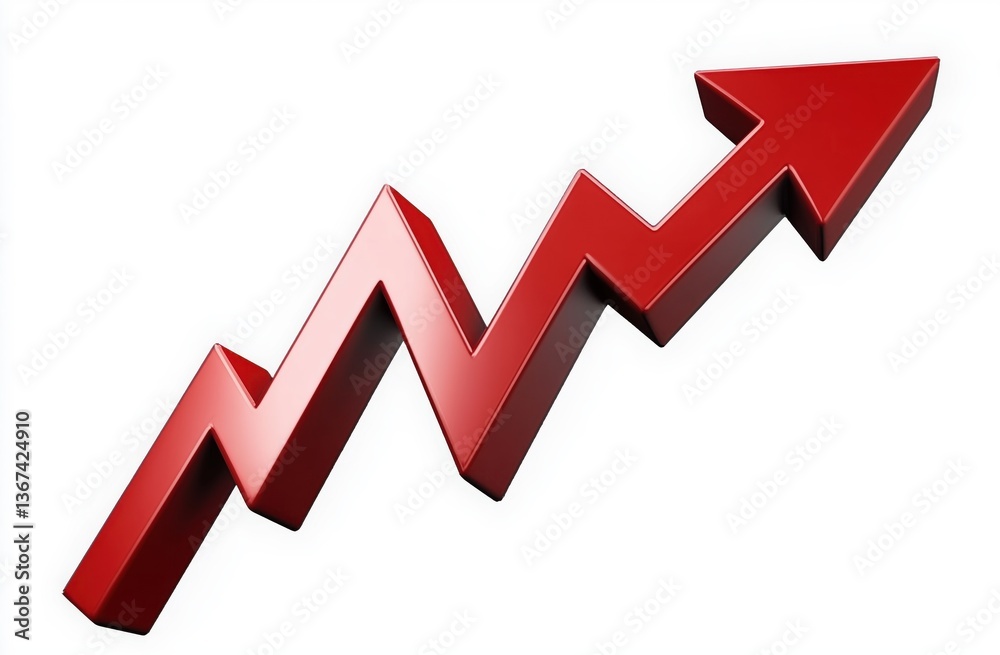 Dynamic Red Arrow Indicating Growth and Success in Business Metrics Visualization Dynamic Red Arrow Indicating Growth and Success in Business Metrics Visualization