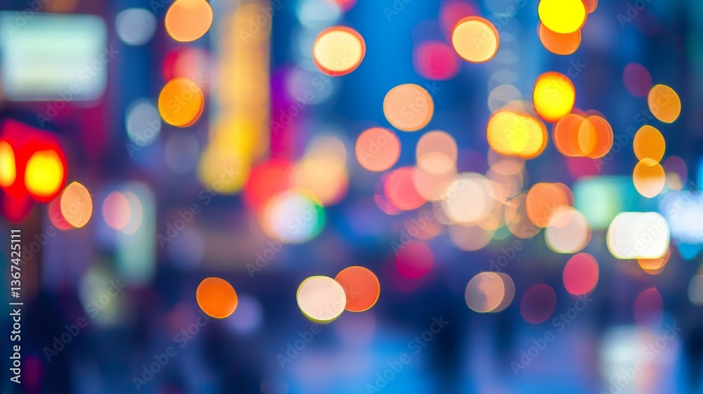Obraz premium Colorful Bokeh Background in Urban Setting with Night Lights