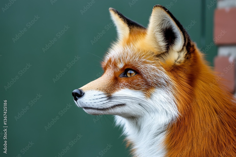 Fototapeta premium A beautiful fox is seen from its profile and side view