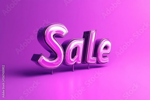 Bright pink sale sign with sparkling letters promoting discounts in a vibrant retail setting at dusk