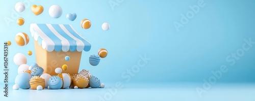 Pastel Abstract Geometric Background with Minimal Dot Pattern and Floating Spheres  Vibrant Colorful Composition with Clean Simple and Modern Design Elements