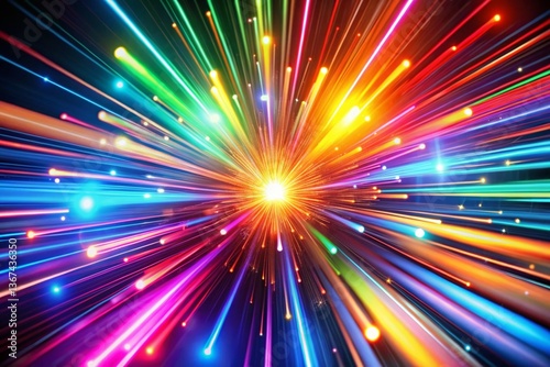 Colorful Light Streaks Isolated on Black Background - PNG Cutout Stock Photo