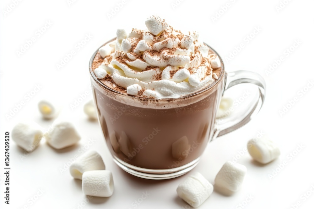 Indulgent hot chocolate with whipped cream and marshmallows on a cozy winter day delight isolated on transparent background Indulgent hot chocolate with whipped cream and marshmallows on a cozy winter day delight isolated on transparent background