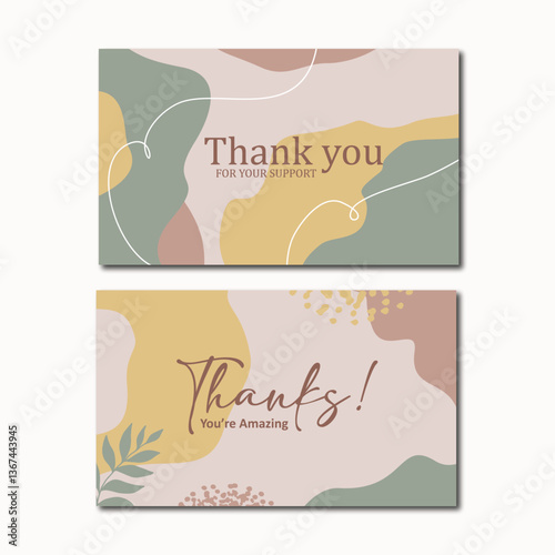 Thank you card template vector