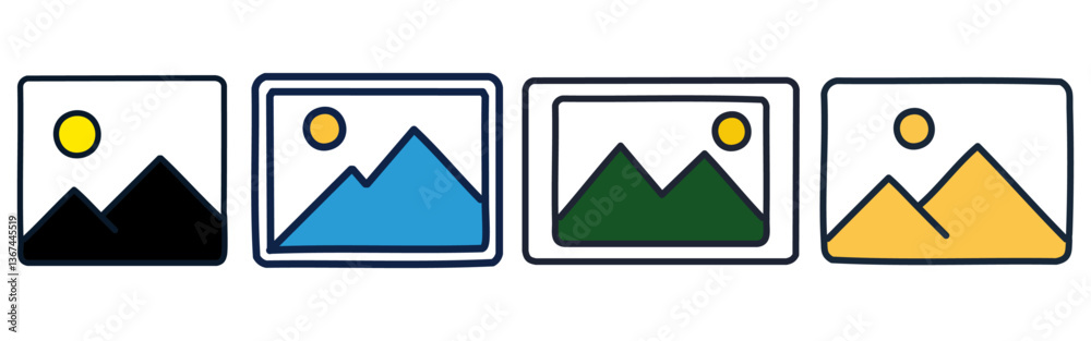 panorama vector illustration set of colorful image pics button icon design