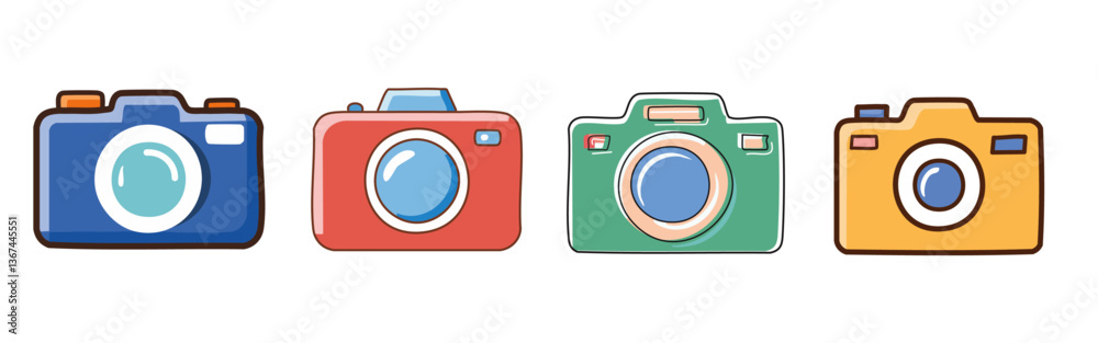 set of camera vector icon button design