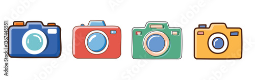 set of camera vector icon button design