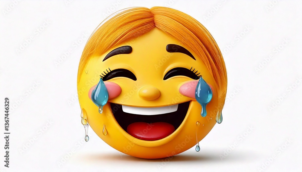 Fototapeta premium Smiling with happy tears emoji