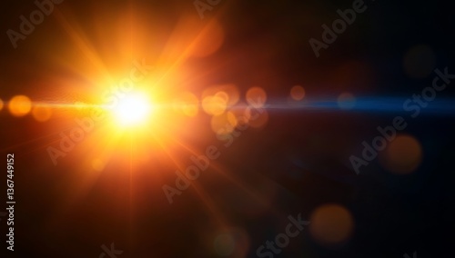 Abstract sunburst lens flare in dark background