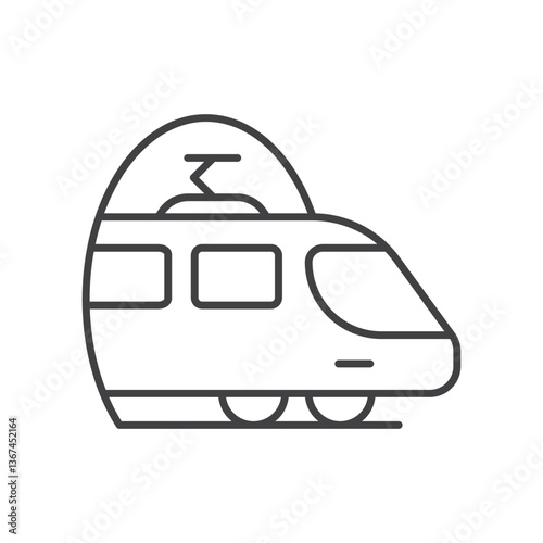 Metro train icon in line stroke flat style. Subway vector illustration on isolated background. Transport sign business concept.