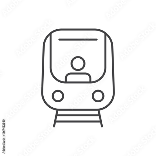 Metro train icon in line stroke flat style. Subway vector illustration on isolated background. Transport sign business concept.