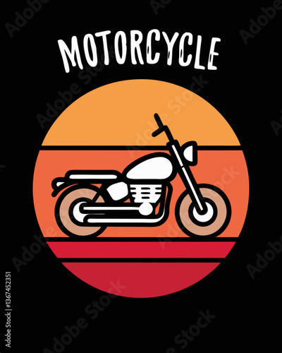 Retro Motorcycle Design in Sunset Circle