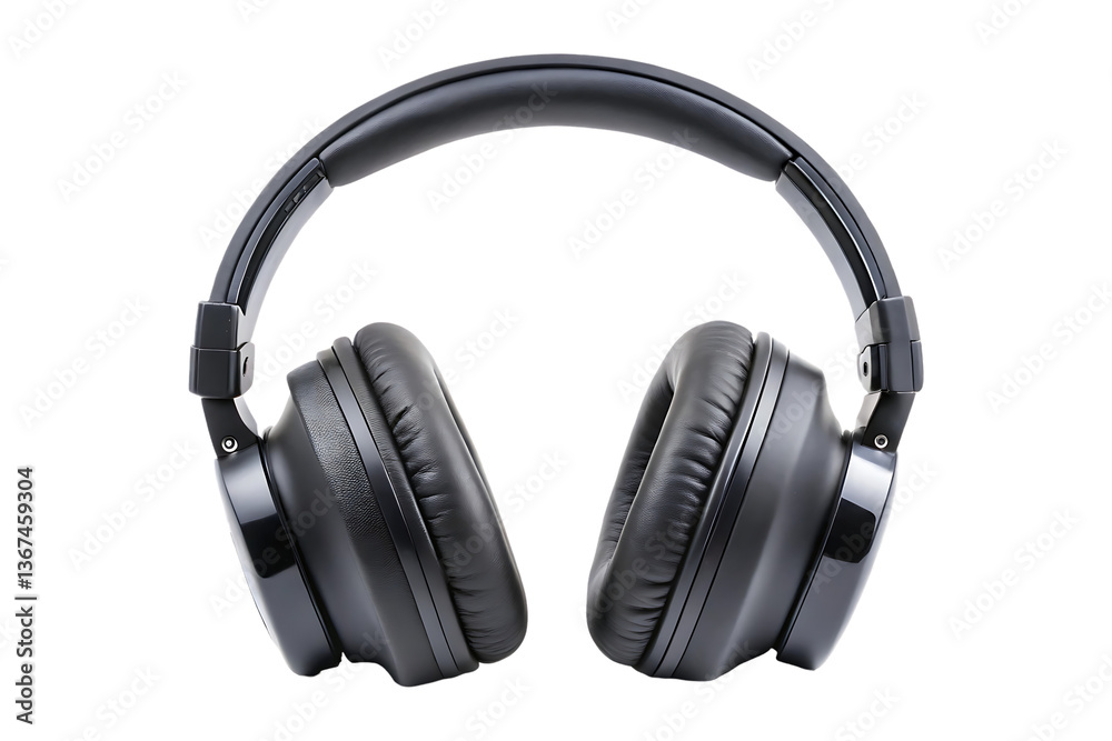black wireless headphone on a transparent background black wireless headphone on a transparent background