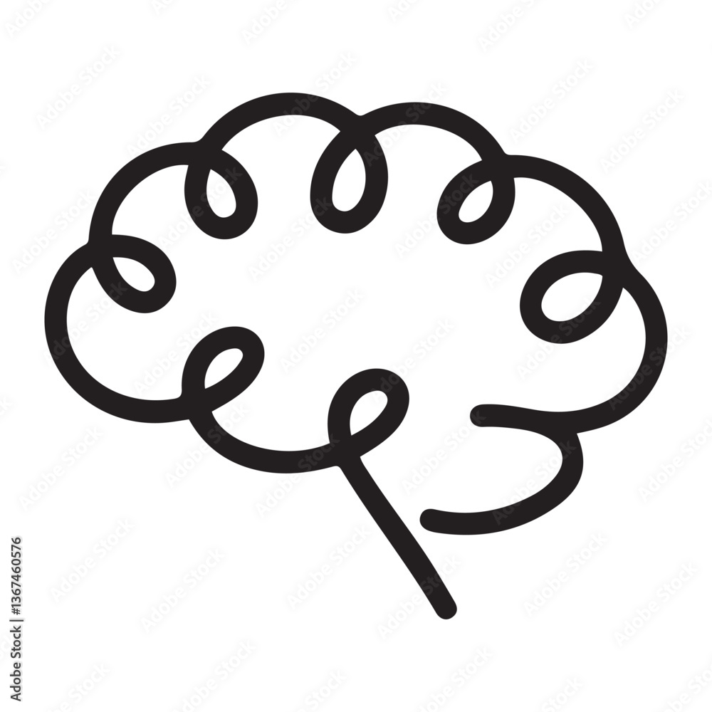 Obraz premium line brain design Silhouette Vector Black.Logo design. Hand drawn minimalism style. with white background