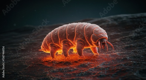 Microscopic Water Bear Tardigrade Crawling Closeup
