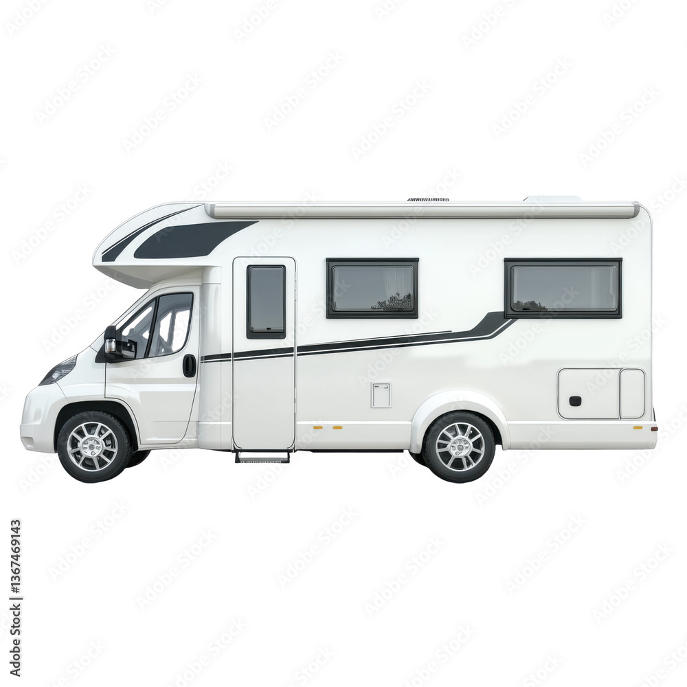 Naklejka premium Modern White Motorhome on transparent or white background