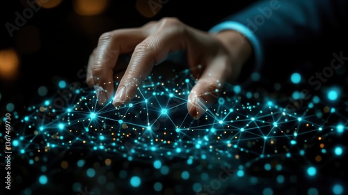 web analytics businessperson touching,accessing network network structure,graph