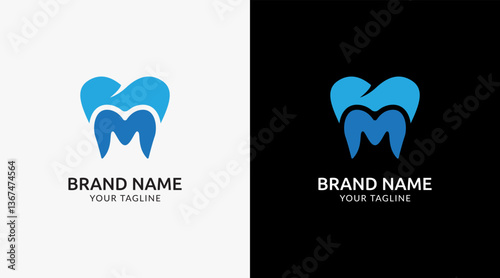 Letter M dental logo design template