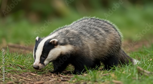 Young Badger Exploring Nature Closeup