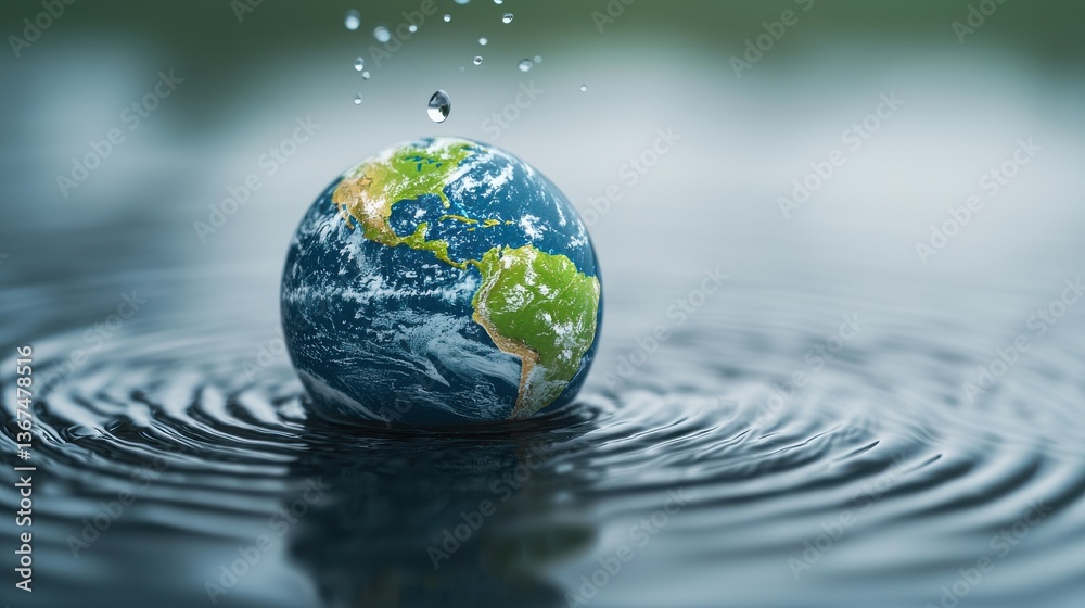 Reflecting the planet Earth s surface and global environmental conservation awareness on a mesmerizing rippling water background Reflecting the planet Earth s surface and global environmental conservation awareness on a mesmerizing rippling water background