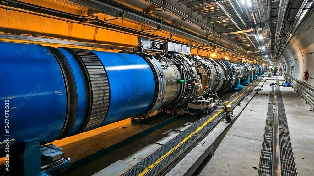 Large particle accelerator situated underground in a research facility showcasing advanced scientific technology