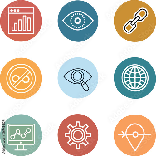 SEO Icons Set – Editable Stroke Vector Illustration