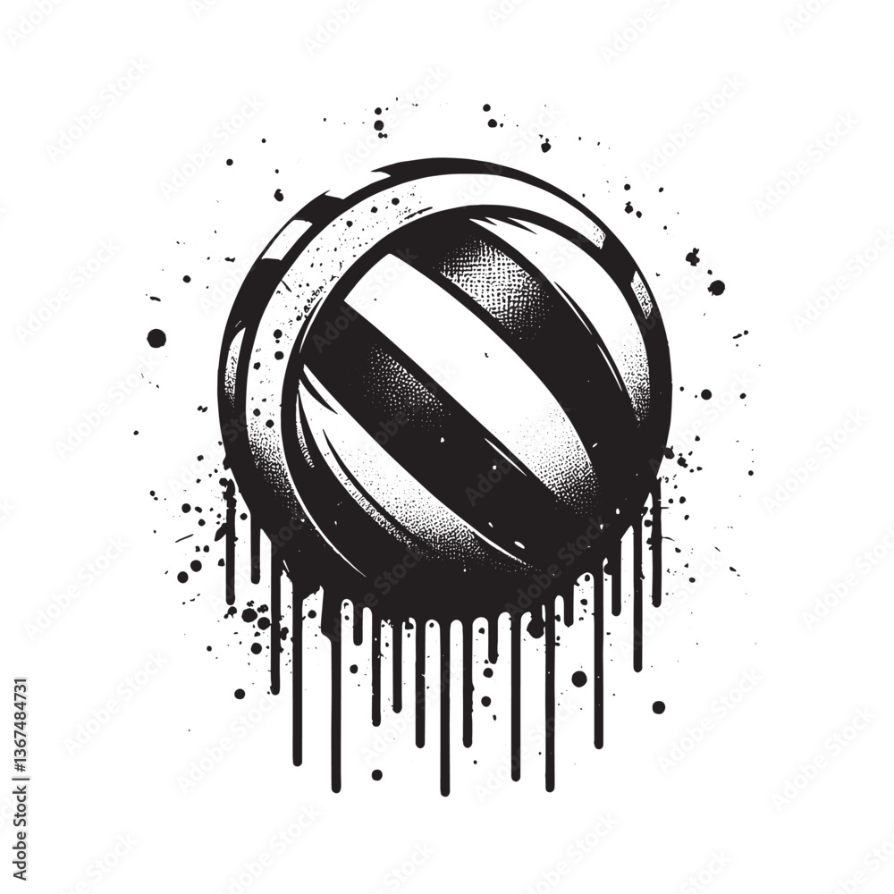 Grunge Style Illustration Featuring a Striking Pelota Ball Design