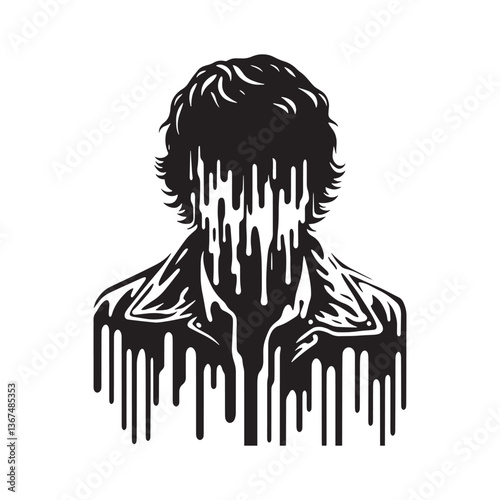 Melting individuality conceptual illustration of a man with dissolving face