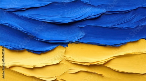 Wallpaper Mural Ukraine Colors in Brushstrokes: A vibrant abstract composition captures the essence of Ukraine's national colors with bold, textured brushstrokes of blue and yellow. Torontodigital.ca