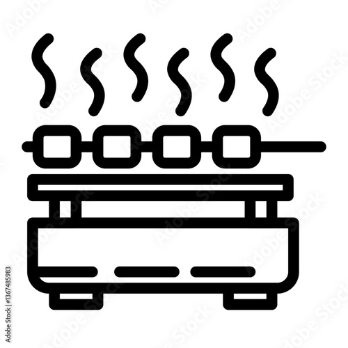 grilled satay line icon