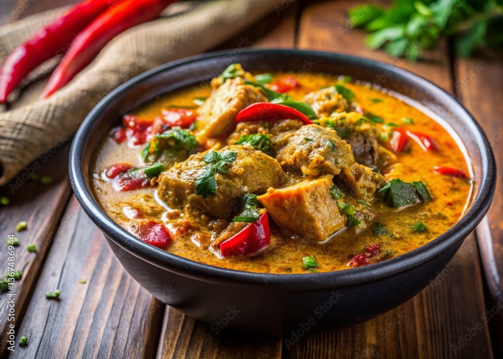 Delicious Nigerian Egusi Soup with Meat and Vegetables in a Bowl - Authentic Recipe Delicious Nigerian Egusi Soup with Meat and Vegetables in a Bowl - Authentic Recipe