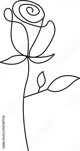 continuous single line Premium Minimalist Rose Vector art for your project