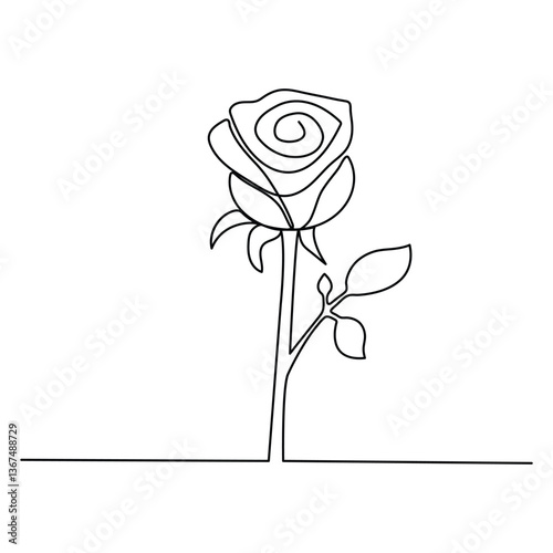 continuous single line Premium Minimalist Rose Vector art for your project