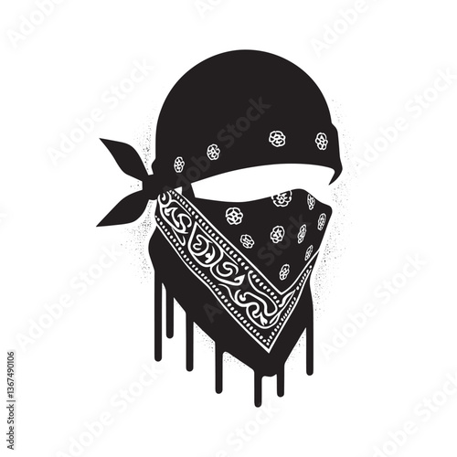 Monochrome stylized durag with a dripping effect for urban culture themes
