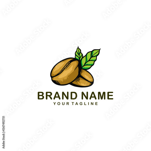 coffe and leaves logo vector 