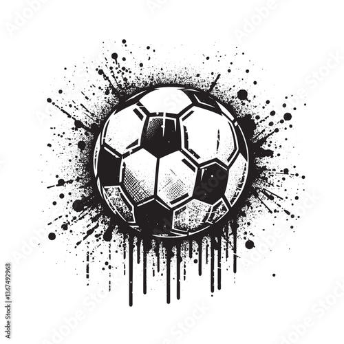 Grungy football illustration with splatter effect, ideal for dynamic sport designs