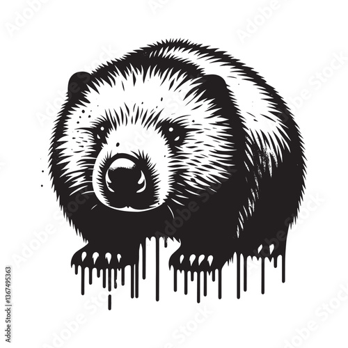 Stylized wombat illustration featuring grunge and dripping spray effects