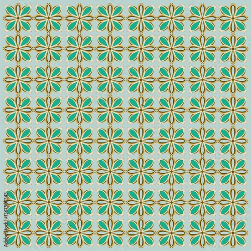 Batik decorative pattern with green color for background