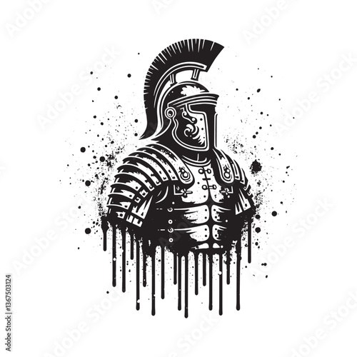 Stylized depiction of a Roman legionary in Lorica Segmentata, graphic illustration