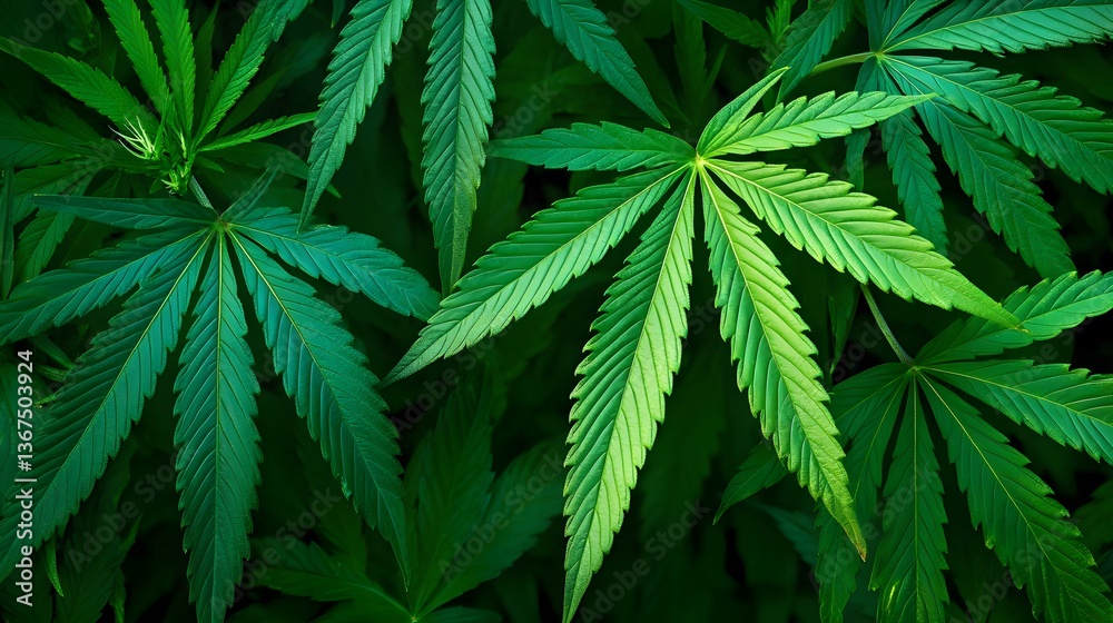 Lush Green Cannabis Leaves Background Texture Lush Green Cannabis Leaves Background Texture