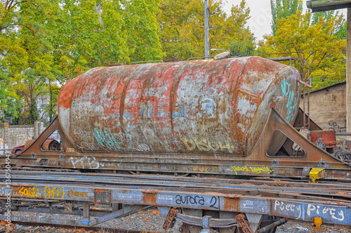 Old disused tank wagon parked at Aranjuez Station, Community of Madrid, Spain