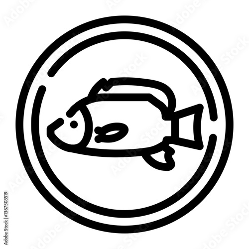 tilapia farm cut line icon