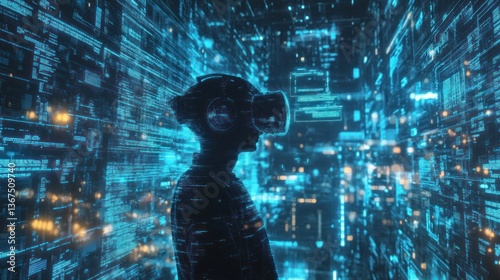 Wallpaper Mural Immersive coding experience in virtual reality with futuristic digital interface Torontodigital.ca