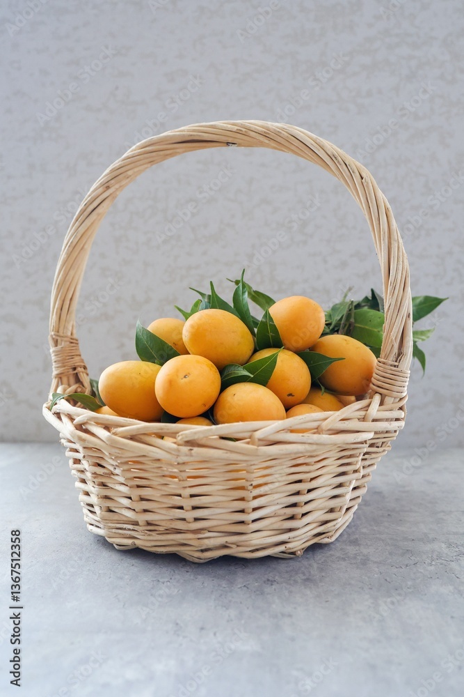 Pile of Marian Plum in the basket ,Plum Mango Pile of Marian Plum in the basket ,Plum Mango