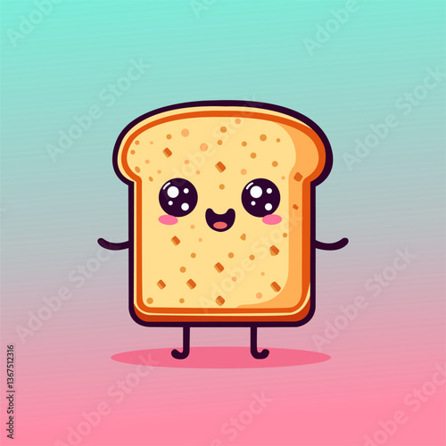 This adorable toast character vector illustration is perfect for kids content, branding, or food-themed designs.