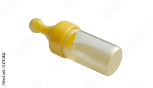 3D Yellow Baby Bottle with a yellow nipple, designed for infant feeding png